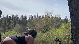 moaning wildly as big black cock stretches my milf pussy outdoors