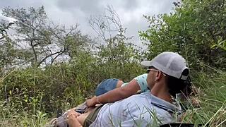 they fucked me hard on top of the mountain real outdoor sex with big cock pounding