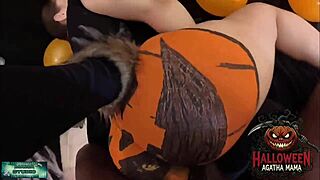 Who fills this Brazilian milf's Halloween pumpkin with BBC cum?