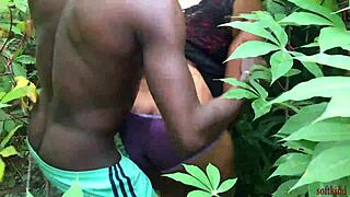 Shh, Neighbor's Fat Wife Takes BBC Doggystyle In The Bushes Hidden!