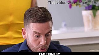 stepdad locks stepdaughter's vag in chastity belt before family threesome pounding