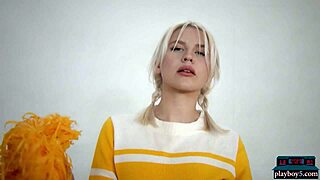 petite blonde milf cheerleader lennox elizabeth strips courtside