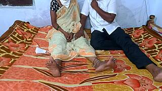 Indian village wife Youranitha fingers hairy pussy in homemade couple close-up