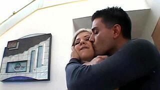 blonde milf slut in fishnets heels begs for deep assfucking fingering