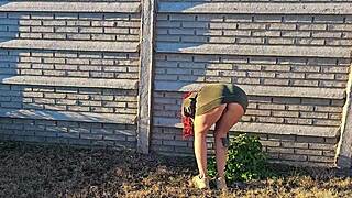 redhead milf seduces gardener doggystyle creampie garden wet