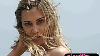 wanna see slender italian blonde milf strip petite body on beach?