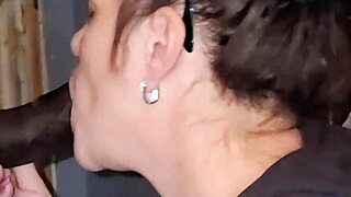 Super sloppy gumjob!! Pink glitter nail stepmom swallows massive cumshot load!