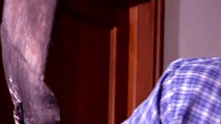 Fishnet milf Trina Michaels unwraps big tits for guy's gaping anal Christmas fuck