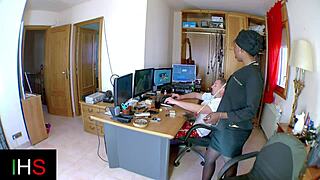 black milf slut takes cock in shaved pussy and tight ass