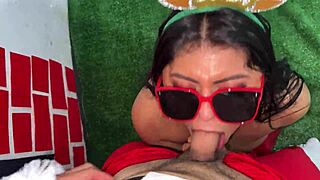 huge santa load blasts christmas whore's begging face