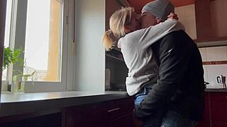 Petite Horny Kitchen Wife Craves Rabbit Toy Lick and Creampie