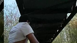 Big cock black milf outdoor public quickie pussy fuck with loud orgasm