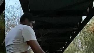 Big cock black milf outdoor public quickie pussy fuck with loud orgasm