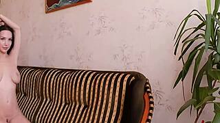 naked milf bound tied up domination on sofa sexy brunette