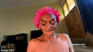 Granny smiles horny today, strokes and rides cock outdoors?