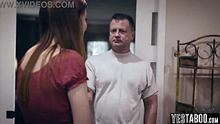 boyfriend's stepdad manipulates distraught pregnant teen into rough pounding