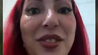 slut takes anal creampie in public toilet on video call!