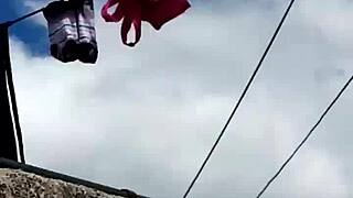 Neighbor milf slips off panties for secret masturbation session