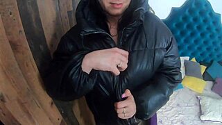 Cum-Drenched Leather Leggings Shatter Heels