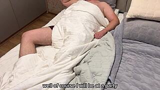 Intense doggystyle fucking unfaithful stepmom before christmas party ends with cum in mouth