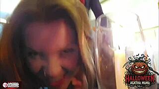 hey, agatha the brazilian milf mama rides that bbc into a halloween jack o'lantern!