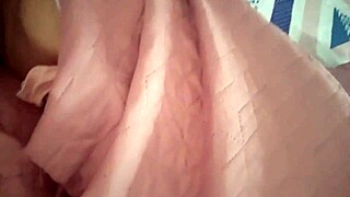 horny latina schoolgirl wakes dripping wet fingering big pussy lips to orgasm on bed