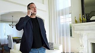 big dick stuffs busty neighbor wife's mouth good!!