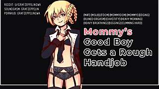 Good Boy Endures Mommy's Rough Dominant Handjob Moaning Session