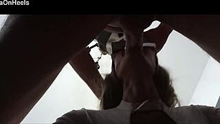 milf quickie blowjob ends huge cum explosion mouth swallow glasses