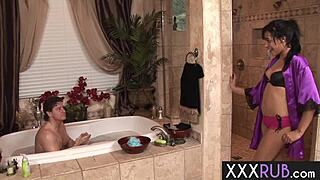 latina masseuse sucks cock post-massage thrill