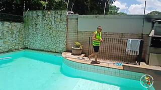 poolside suruba deepthroat gagging cum in mouth