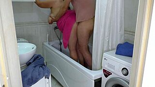 MATURE MILF SUCKS COCK IN BATHROOM THEN TAKES ANAL FUCK!