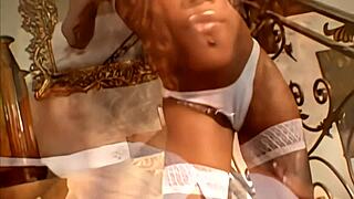 Black milf in fishnets heels spreads for deep doggystyle pounding