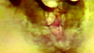 Amateur housewife flashes huge hairy pussy close-up craving monster cock pounding