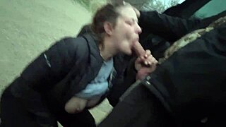 Hot Mom's New Year's Public Blowjob Double Stuffed Kinky Sex!