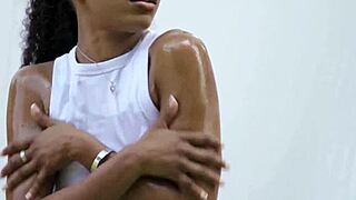 I tease my pervy handsome neighbor during olivia jayys ebony milf workout session