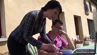 Sexy french milf lucie luke takes anal pounding outdoors garden