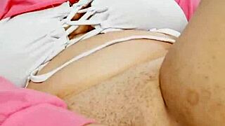 Latina Shoves Giant Dildo Deep Destroying Her Tight Pussy