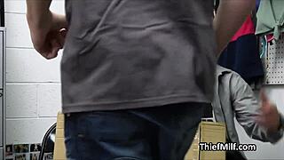 Housewife sneaks blowjob on officer's thick cock at work