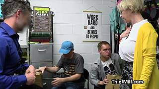 Housewife sneaks blowjob on officer's thick cock at work