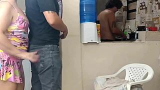 Blonde milf cuckold takes big cock doggystyle in front of old hubby 😏🍆