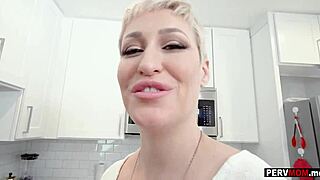nosey short hair stepmom bent over kitchen fuck