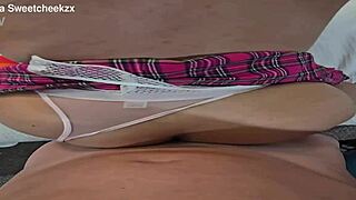 Camgirl in school uniform takes savage anal pounding