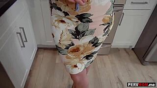 nosey short hair stepmom bent over kitchen fuck