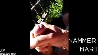 muscular german bodybuilder wanks huge cock publicly in forest