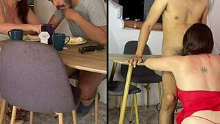 curvy colombian milf and young anal doggystyle on table