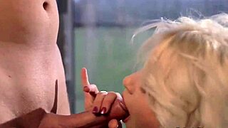 erotic milf blonde gives artistic blowjob handjob