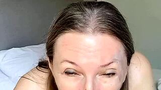 busty mature mommy strips panties for taboo holiday morning pussy tease