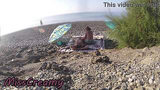 my flashing wife strokes huge cock on nude beach for strangers