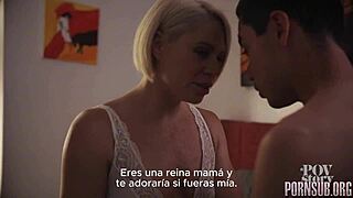 latina milf mother-in-law seduces petite man-of-house with big tits erotic taboo creampie